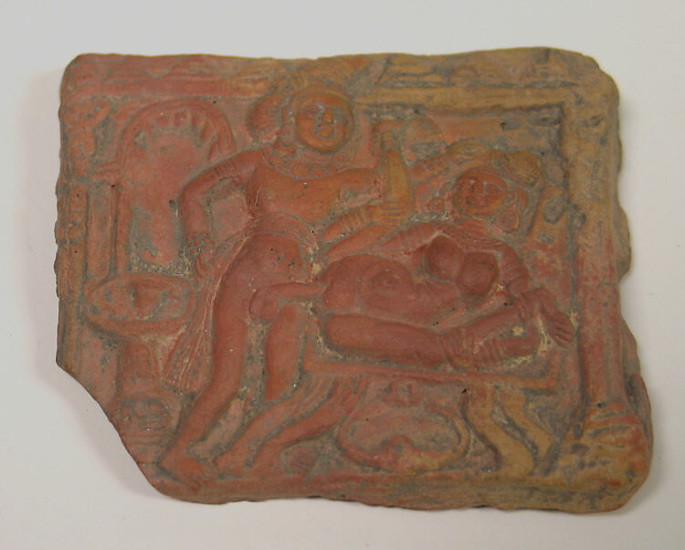 Plaque with Erotic Scene, Terracotta, India 