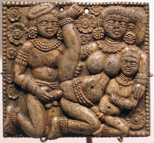 Plaque with Erotic Scene, Bone, India 
