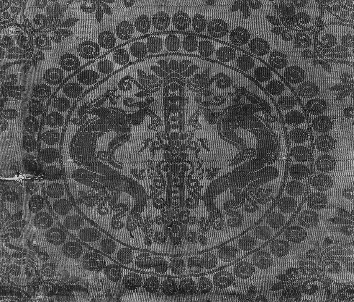 Textile with Pearl Roundels with Dragons, Silk, China or Central Asia