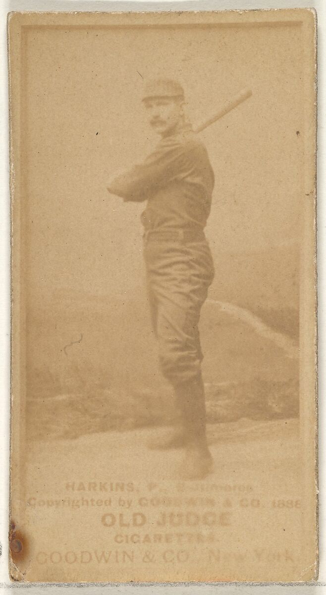 Harkins, Pitcher, Baltimore Orioles, from the Old Judge series (N172) for Old Judge Cigarettes, Issued by Goodwin &amp; Company, Albumen photograph 