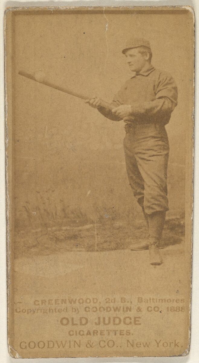 Greenwood, 2nd Base, Baltimore Orioles, from the Old Judge series (N172) for Old Judge Cigarettes, Issued by Goodwin &amp; Company, Albumen photograph 