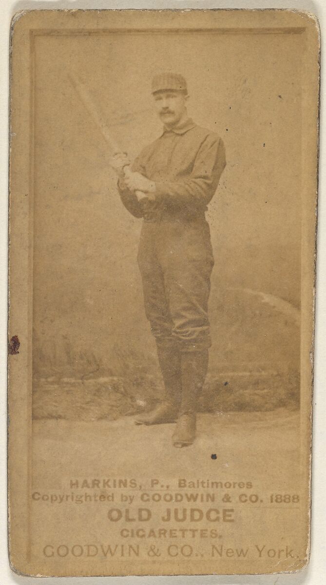 Harkins, Pitcher, Baltimore Orioles, from the Old Judge series (N172) for Old Judge Cigarettes, Issued by Goodwin &amp; Company, Albumen photograph 