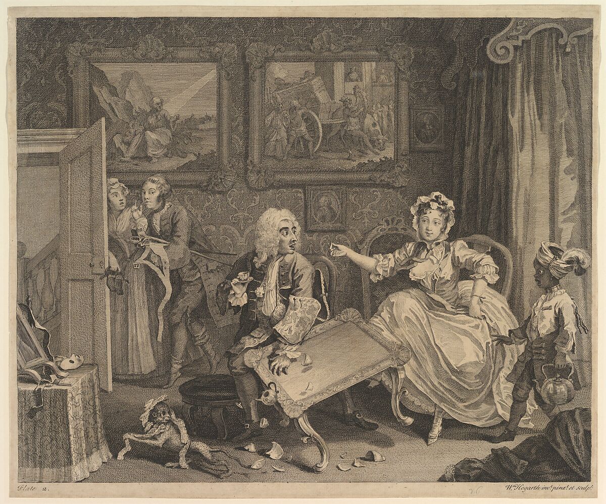 A Harlot's Progress, Plate 2, William Hogarth (British, London 1697–1764 London), Etching and engraving; first state of four 