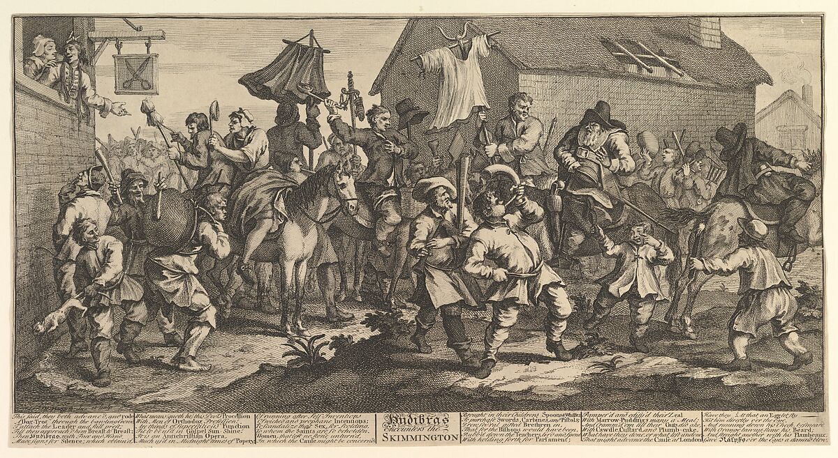 Hudibras and the Skimmington (Twelve Large Illustrations for Samuel Butler's Hudibras, Plate 7), William Hogarth (British, London 1697–1764 London), Engraving; second state of three 