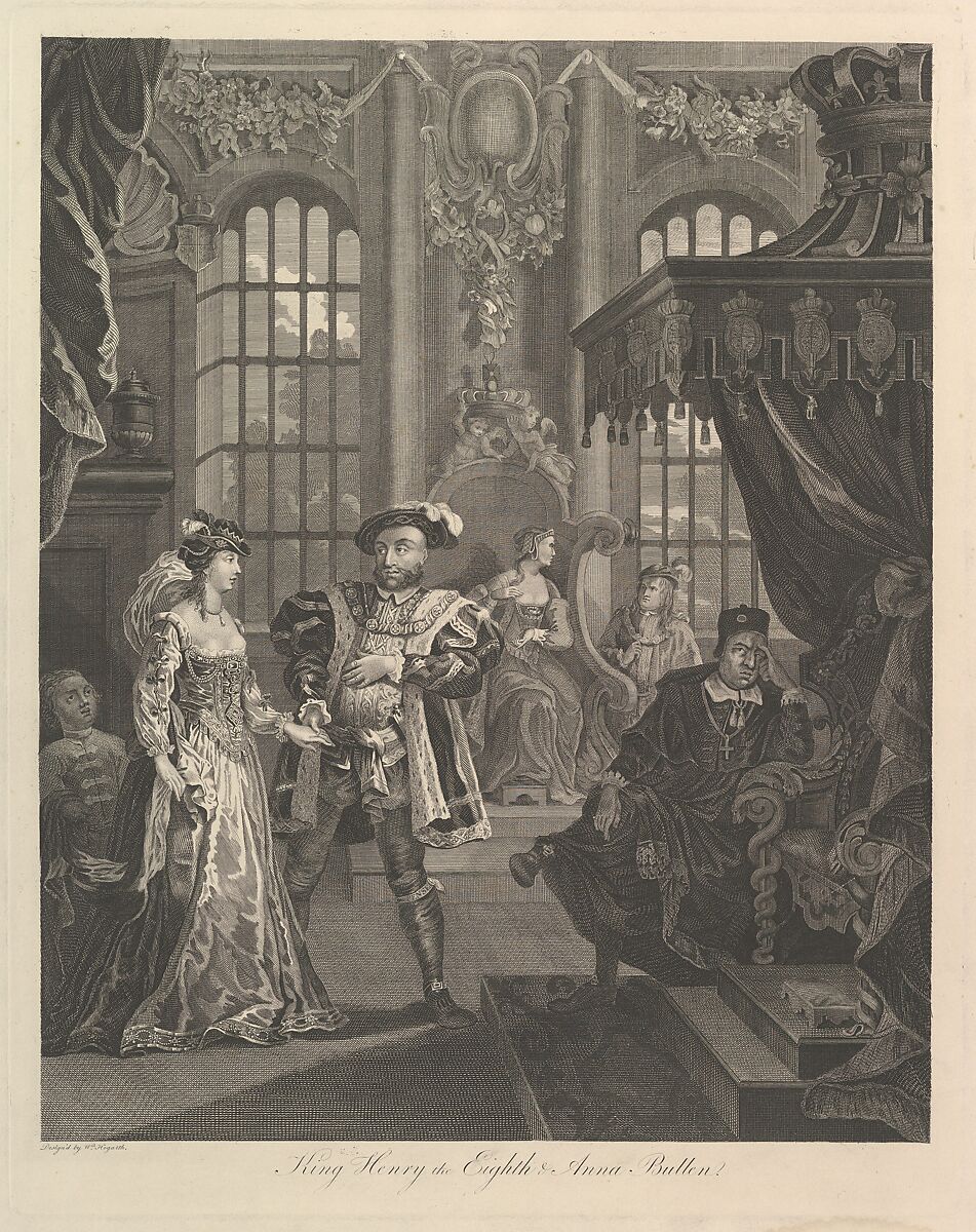 King Henry the Eighth and Anna Bullen, After William Hogarth (British, London 1697–1764 London), Engraving 