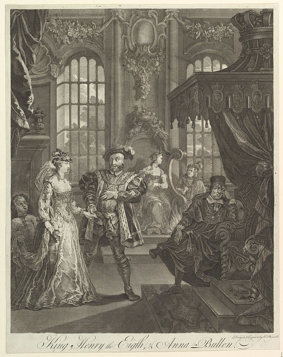 King Henry the Eighth and Anna Bullen, William Hogarth (British, London 1697–1764 London), Etching and engraving 