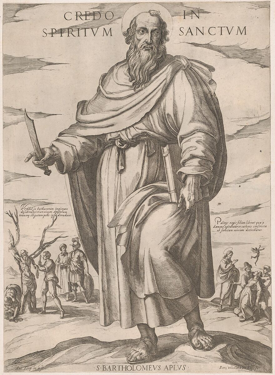 St. Bartholomew from the series 'Christ, Mary, and the Apostles', Antonio Tempesta (Italian, Florence 1555–1630 Rome), Etching; first state of two (Bartsch) 