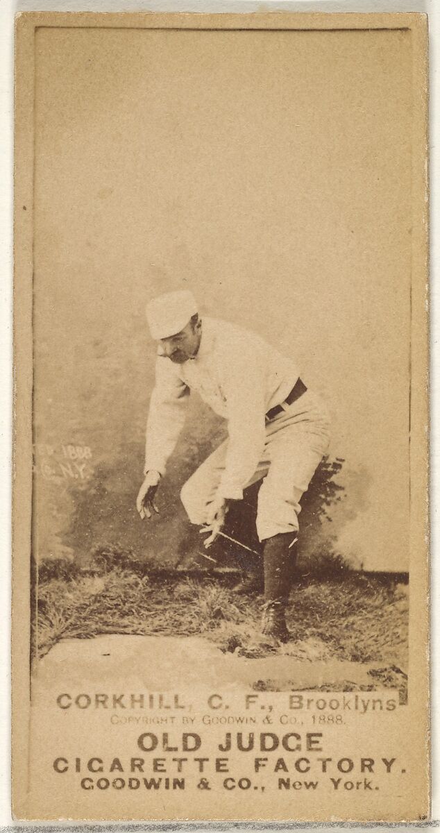 Corkhill, Center Field, Brooklyn Bridegrooms, from the Old Judge series (N172) for Old Judge Cigarettes, Issued by Goodwin &amp; Company, Albumen photograph 