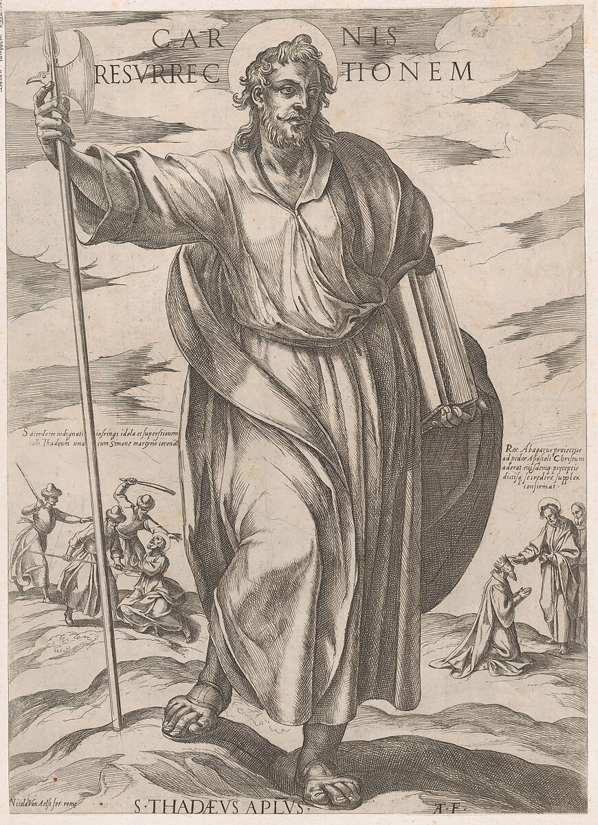 St. Judas Thaddeus from 'Christ, Mary, and the Apostles', Antonio Tempesta (Italian, Florence 1555–1630 Rome), Etching; first state of two (Bartsch) 
