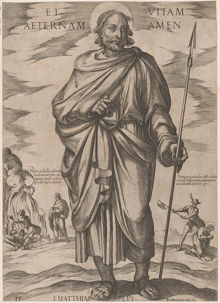 St. Matthias, from 'Christ, Mary, and the Apostles', Antonio Tempesta (Italian, Florence 1555–1630 Rome), Etching 