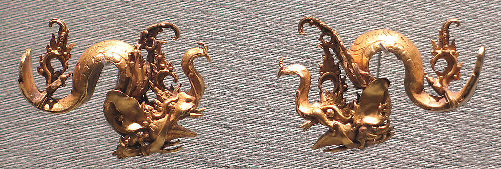 Pair of Ear Ornaments, Gold, Indonesia (Java) 