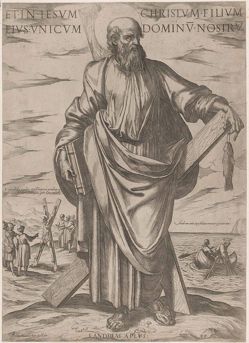 St. Andrew, from 'Christ, Mary and the Apostles', Antonio Tempesta (Italian, Florence 1555–1630 Rome), Etching; first state of two (Bartsch) 