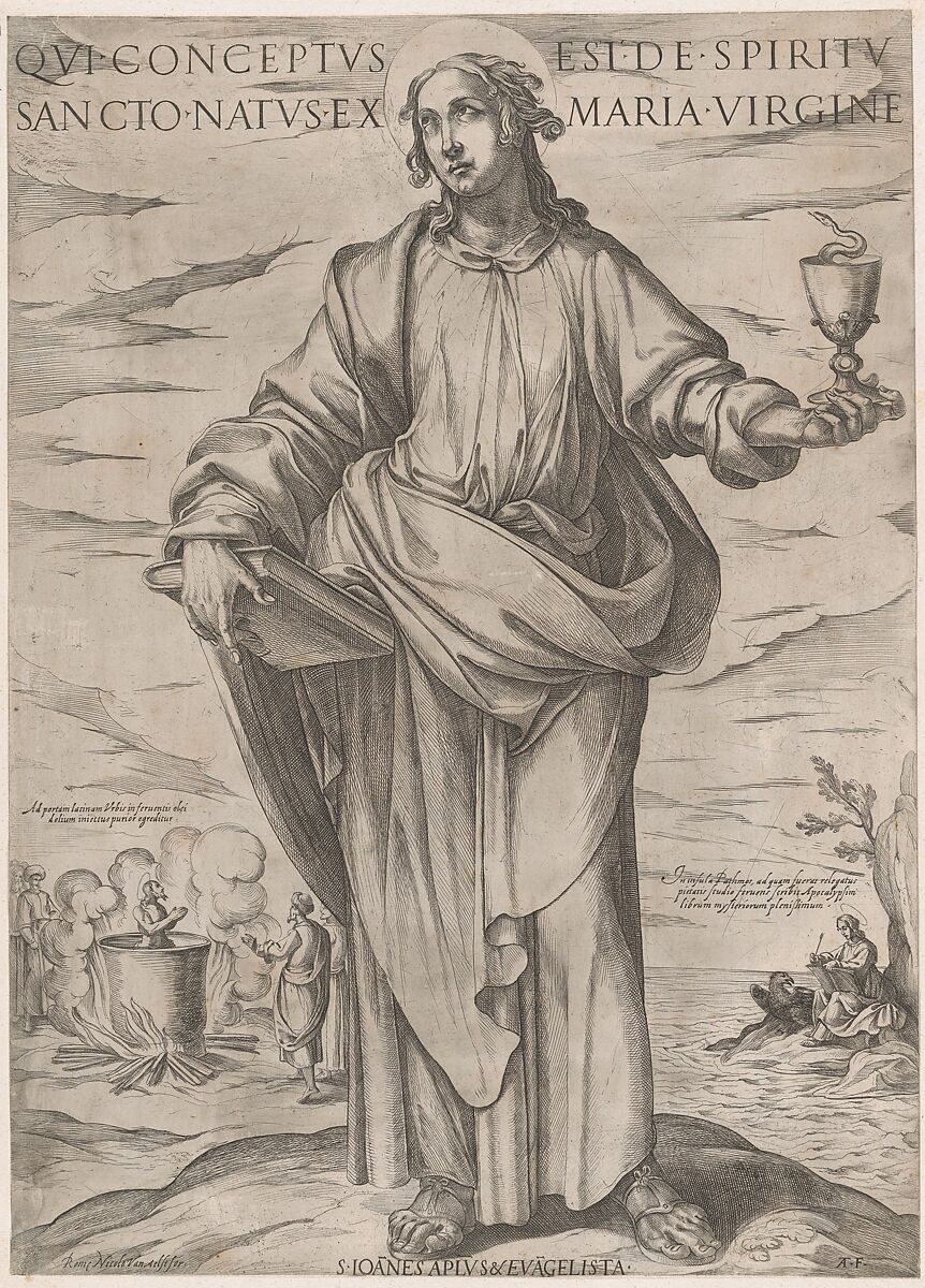 St. John the Evangelist, from 'Christ, Mary and the Apostles', Antonio Tempesta (Italian, Florence 1555–1630 Rome), Etching 