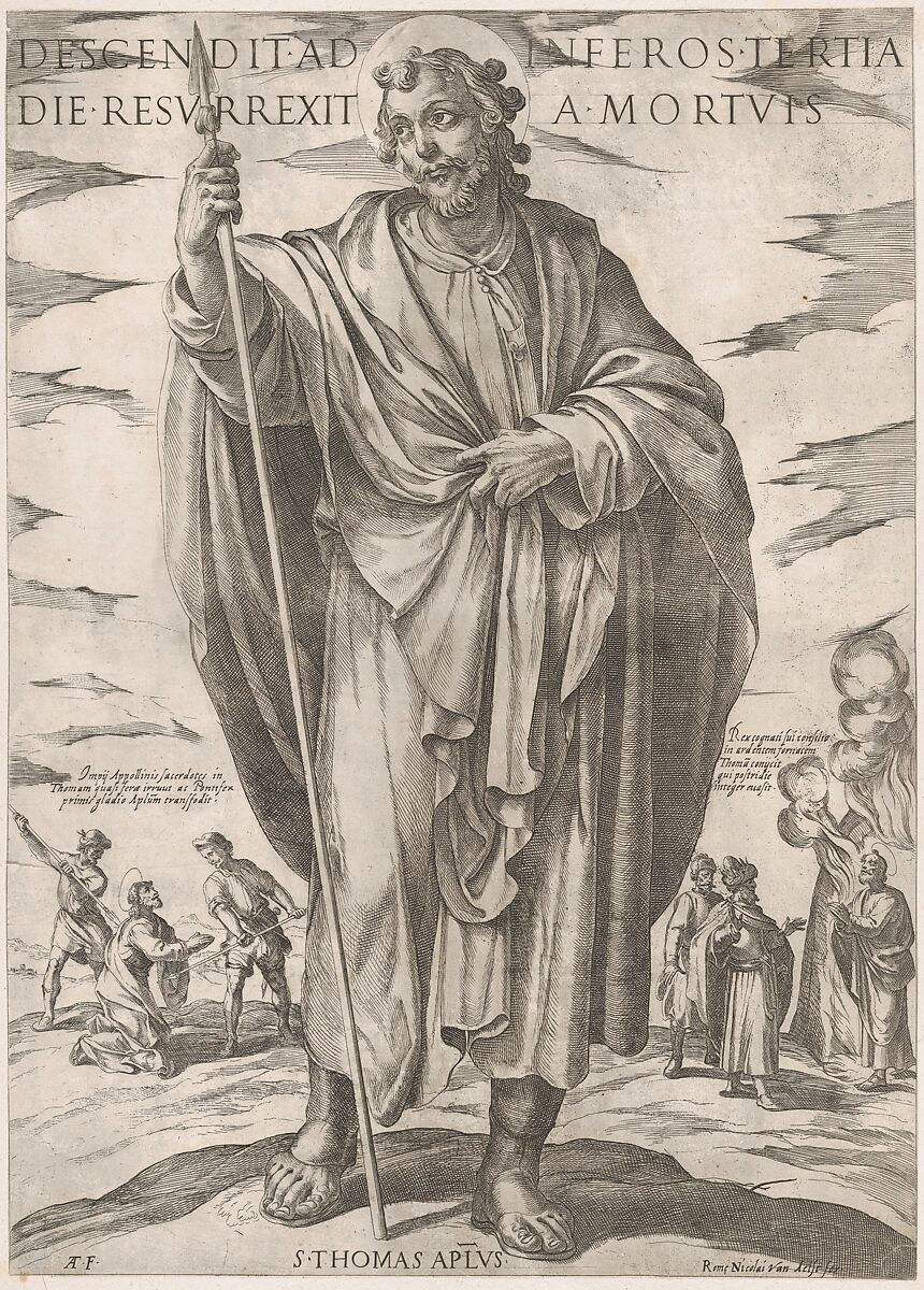 St. Thomas, from 'Christ, Mary and the Apostles', Antonio Tempesta (Italian, Florence 1555–1630 Rome), Etching 