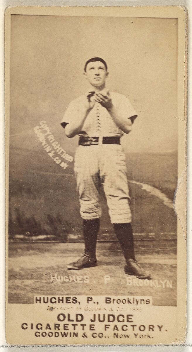 Hughes, Pitcher, Brooklyn Bridegrooms, from the Old Judge series (N172) for Old Judge Cigarettes, Issued by Goodwin &amp; Company, Albumen photograph 