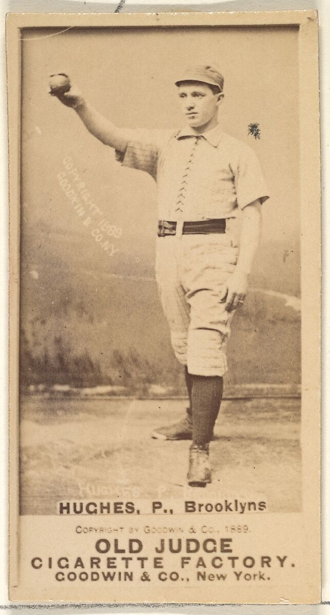 Hughes, Pitcher, Brooklyn Bridegrooms, from the Old Judge series (N172) for Old Judge Cigarettes, Issued by Goodwin &amp; Company, Albumen photograph 