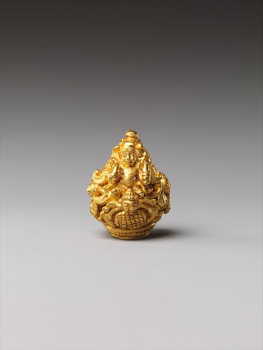 Ear Ornament in the form of Vishnu Riding Garuda, Gold, Indonesia (Java) 