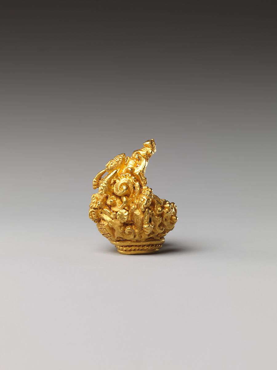 Ear Ornament in the form of Vishnu Riding Garuda, Gold, Indonesia (Java)