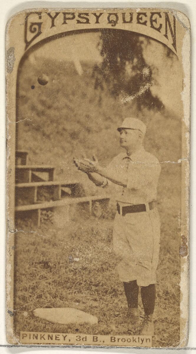 Pinkney, 3rd Base, Brooklyn, from the Old Judge series (N172) for Gypsy Queen Cigarettes, Issued by Goodwin &amp; Company, Albumen photograph 