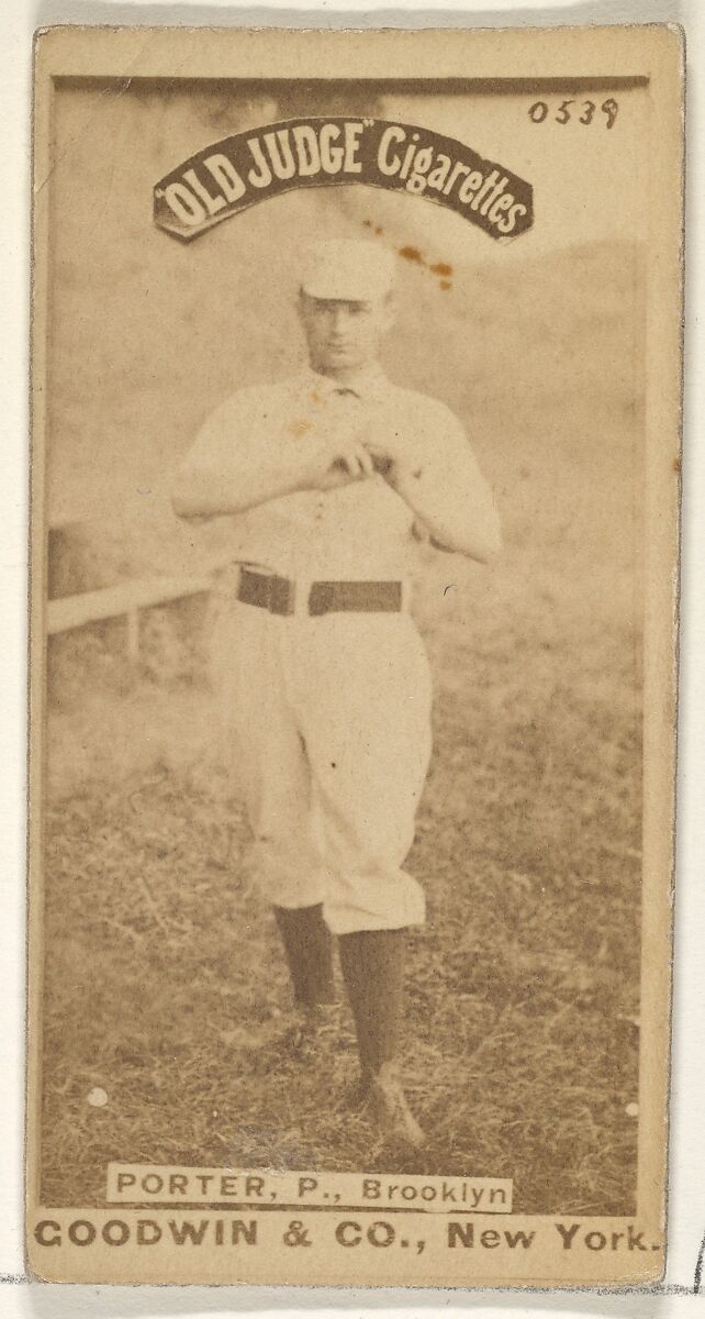 Porter, Pitcher, Brooklyn, from the Old Judge series (N172) for Old Judge Cigarettes, Issued by Goodwin &amp; Company, Albumen photograph 