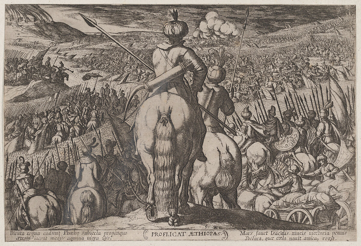Plate 5: The Defeat of the Ethiopians, from 'The Battles of the Old Testament,', Antonio Tempesta (Italian, Florence 1555–1630 Rome), Etching 