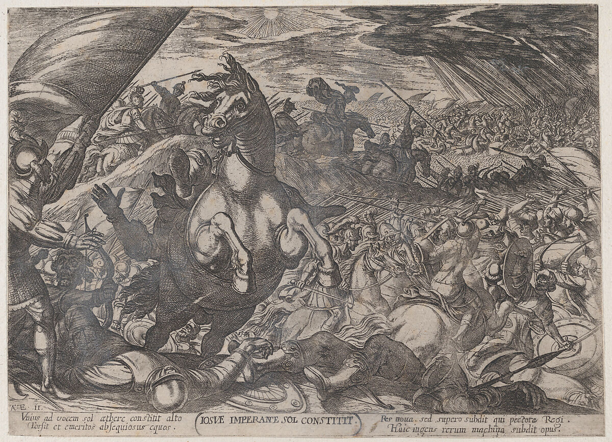 Plate 11: Joshua Ordering the Sun to Stand Still, from 'The Battles of the Old Testament', Antonio Tempesta (Italian, Florence 1555–1630 Rome), Etching 