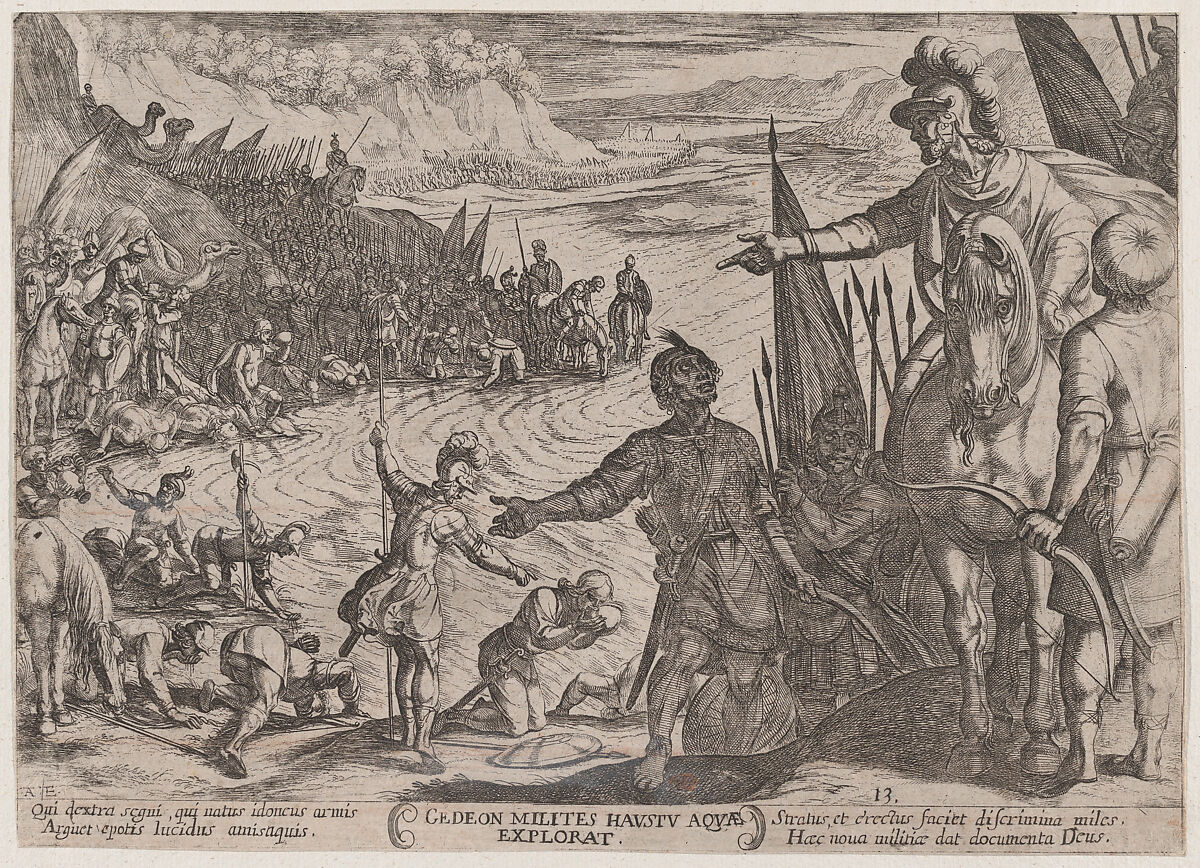 Plate 13: Gideon Choosing his Soldiers, from 'The Battles of the Old Testament', Antonio Tempesta (Italian, Florence 1555–1630 Rome), Etching 