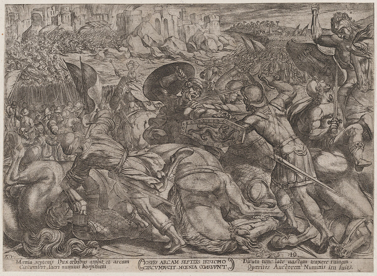 Plate 10: The Fall of Jericho, from 'The Battles of the Old Testament', Antonio Tempesta (Italian, Florence 1555–1630 Rome), Etching 