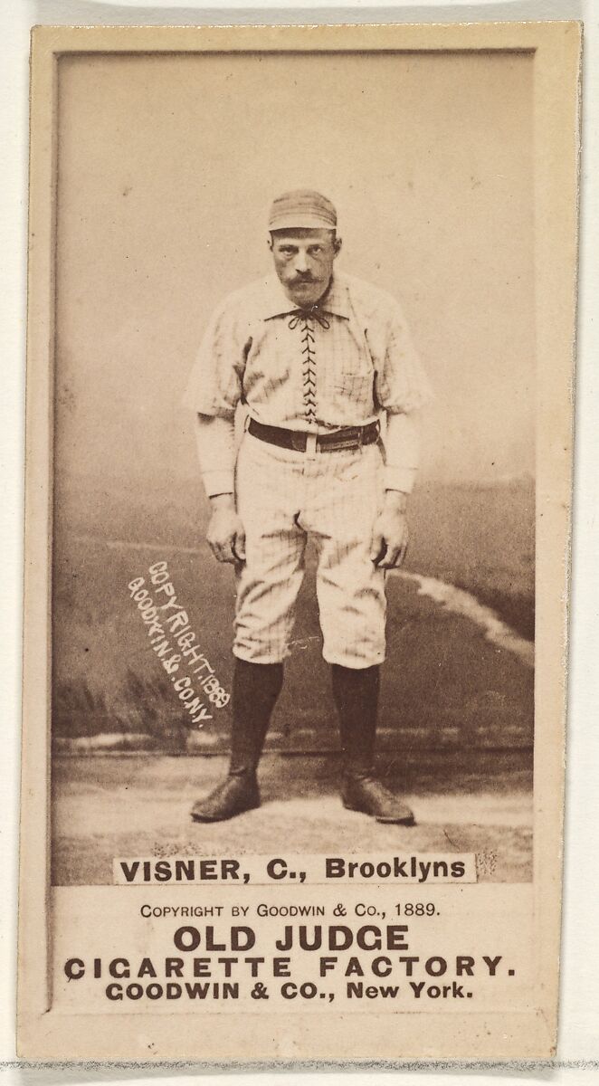 Visner, Catcher, Brooklyn Bridegrooms, from the Old Judge series (N172) for Old Judge Cigarettes, Issued by Goodwin &amp; Company, Albumen photograph 