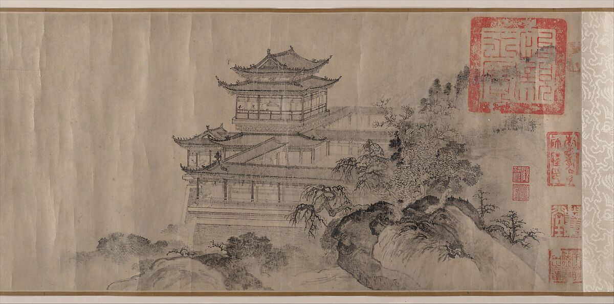 The Pavilion of Prince Teng, Tang Di (Chinese, ca. 1287–1355), Handscroll; ink on paper, China