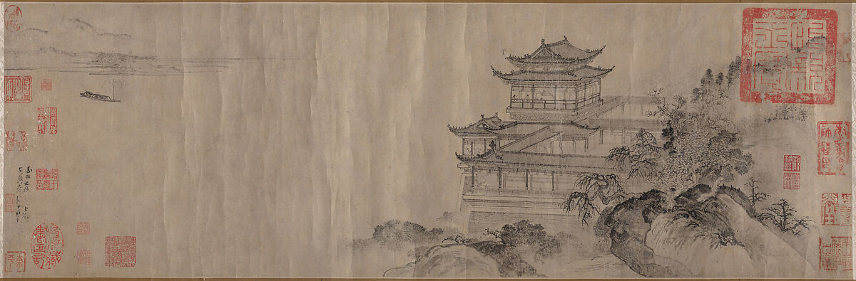 The Pavilion of Prince Teng, Tang Di (Chinese, ca. 1287–1355), Handscroll; ink on paper, China