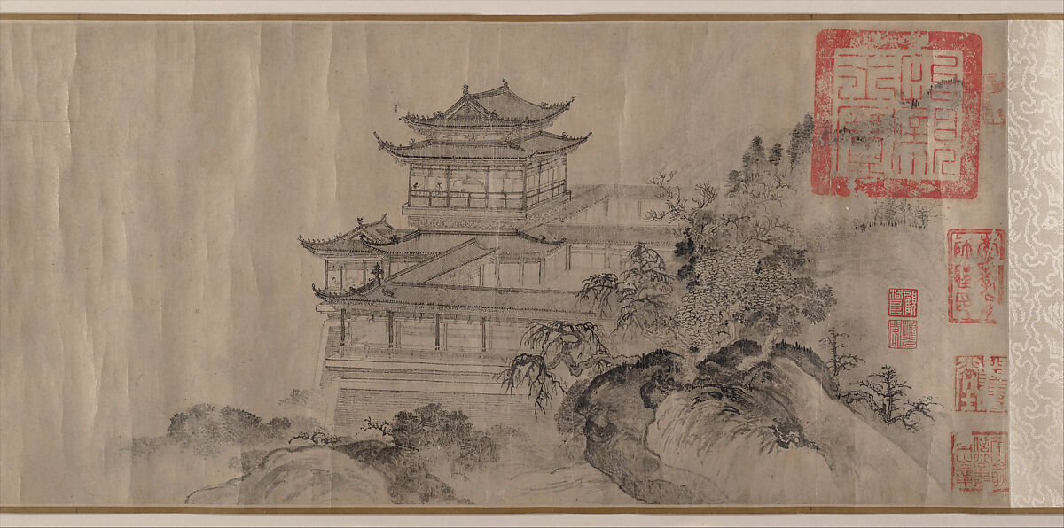 The Pavilion of Prince Teng, Tang Di (Chinese, ca. 1287–1355), Handscroll; ink on paper, China 