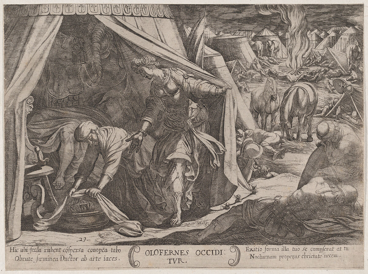 Plate 23: Judith and Holofernes, from 'The Battles of the Old Testament', Antonio Tempesta (Italian, Florence 1555–1630 Rome), Etching 