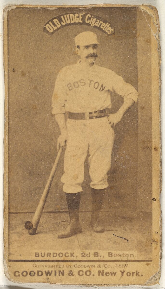 Burdock, 2nd Base, Boston, from the Old Judge series (N172) for Old Judge Cigarettes, Issued by Goodwin &amp; Company, Albumen photograph 