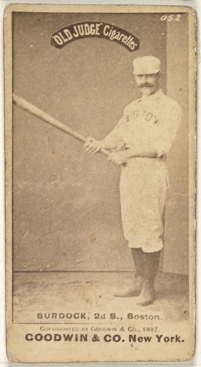 Burdock, 2nd Base, Boston, from the Old Judge series (N172) for Old Judge Cigarettes, Issued by Goodwin &amp; Company, Albumen photograph 