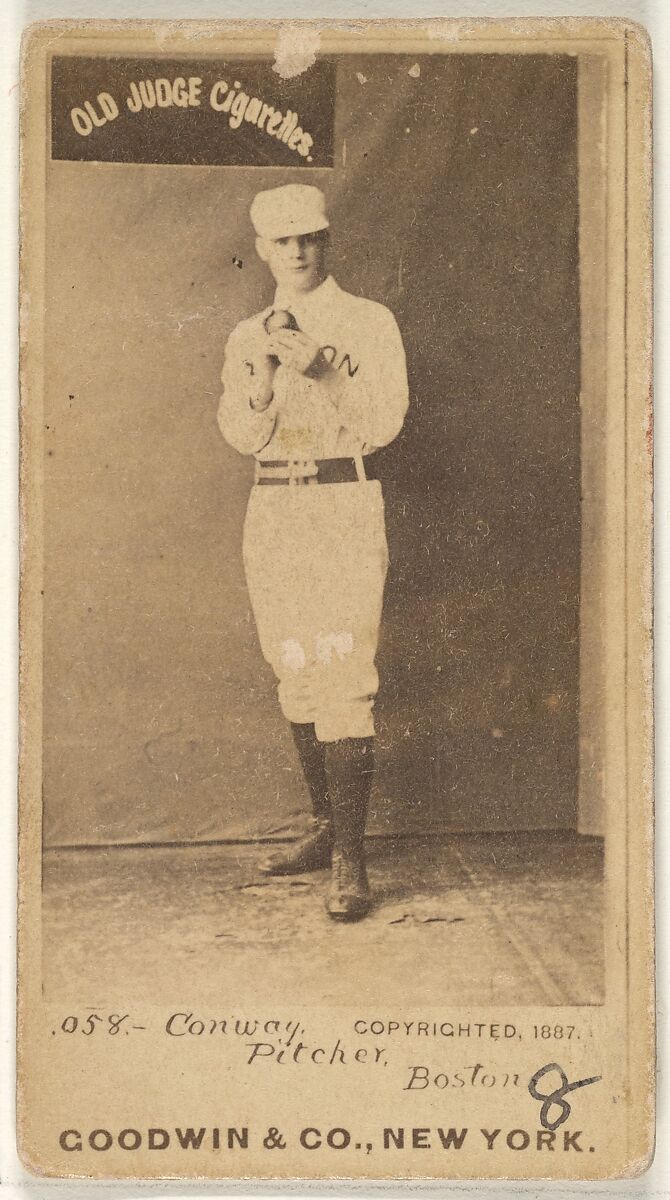 Conway, Pitcher, Boston, from the Old Judge series (N172) for Old Judge Cigarettes, Issued by Goodwin &amp; Company, Albumen photograph 