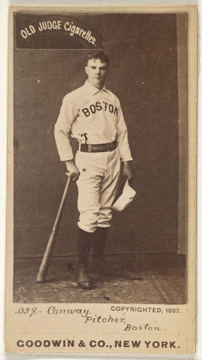 Conway, Pitcher, Boston, from the Old Judge series (N172) for Old Judge Cigarettes, Issued by Goodwin &amp; Company, Albumen photograph 