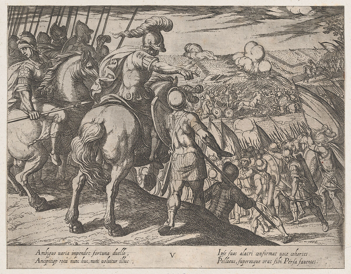 Plate 5: Alexander Directing a Battle, from "The Deeds of Alexander the Great", Antonio Tempesta (Italian, Florence 1555–1630 Rome), Etching, first state of two (Bartsch) 