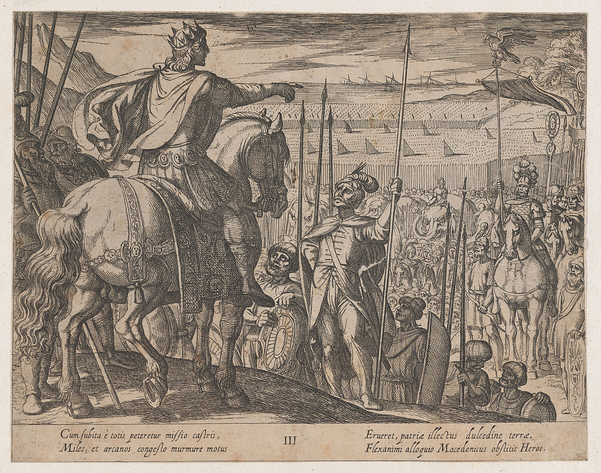 Plate 3: Alexander Instructing his Soldiers, from "The Deeds of Alexander the Great", Antonio Tempesta (Italian, Florence 1555–1630 Rome), Etching, first state of two (Bartsch) 