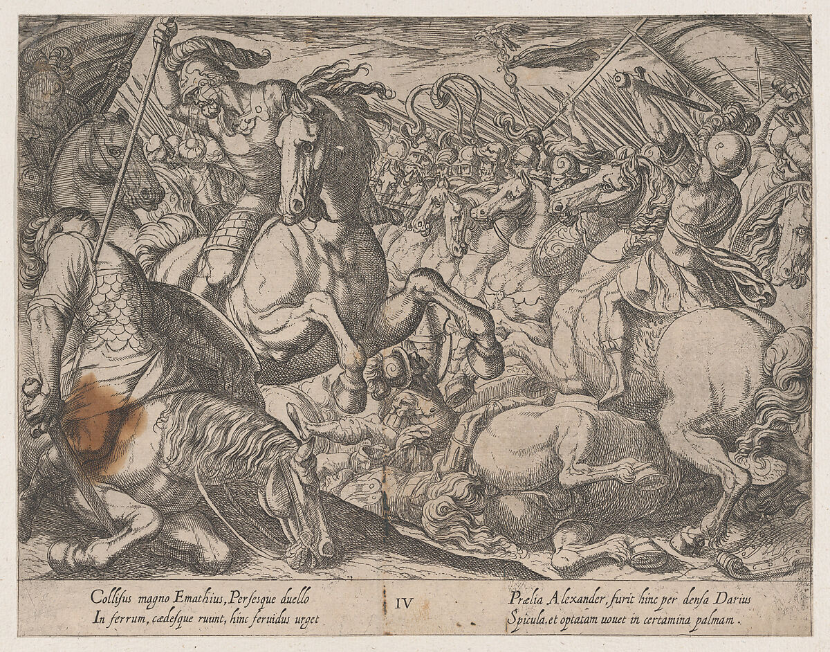 Plate 4: Alexander Battling the Persians, from "The Deeds of Alexander the Great", Antonio Tempesta (Italian, Florence 1555–1630 Rome), Etching, first state of two (Bartsch) 