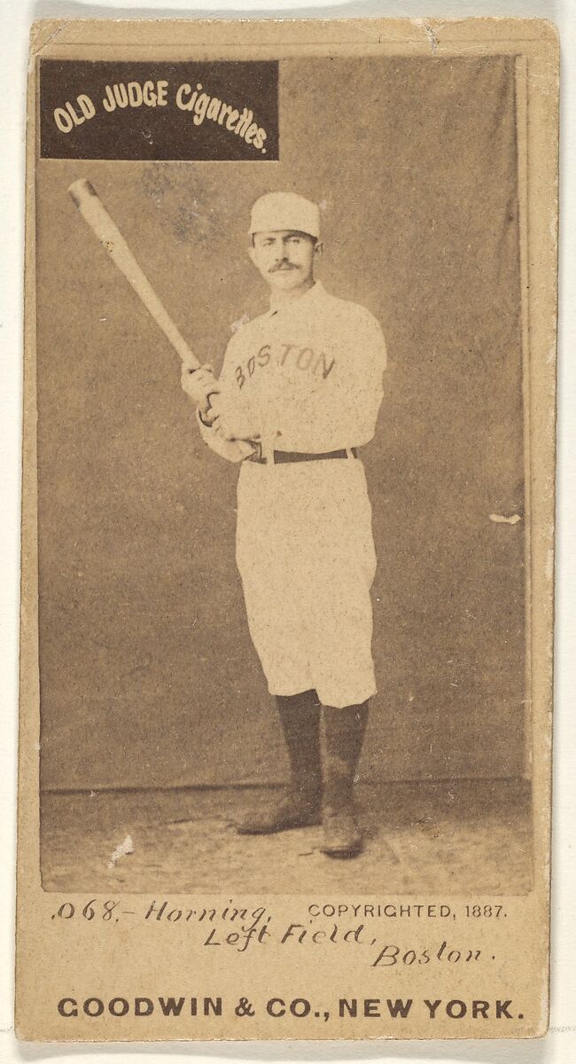 Horning, Left Field, Boston, from the Old Judge series (N172) for Old Judge Cigarettes, Issued by Goodwin &amp; Company, Albumen photograph 
