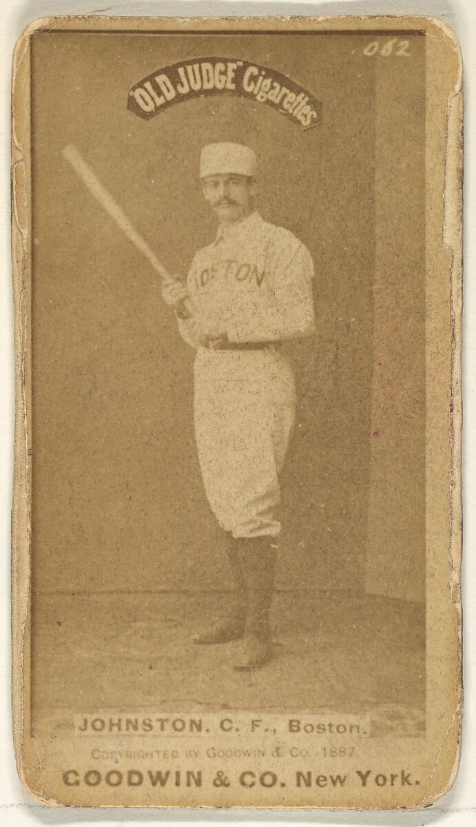 Johnston, Center Field, Boston, from the Old Judge series (N172) for Old Judge Cigarettes, Issued by Goodwin &amp; Company, Albumen photograph 