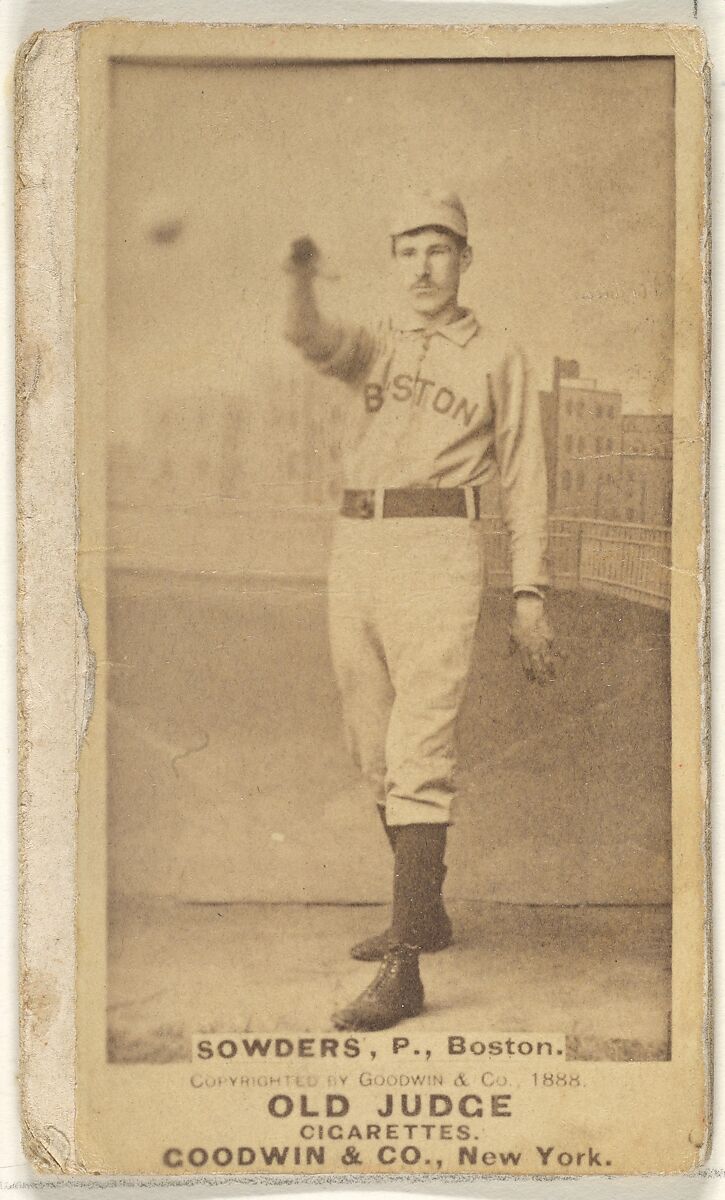 Sowders, Pitcher, Boston, from the Old Judge series (N172) for Old Judge Cigarettes, Issued by Goodwin &amp; Company, Albumen photograph 