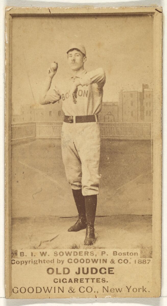 Sowders, Pitcher, Boston, from the Old Judge series (N172) for Old Judge Cigarettes, Issued by Goodwin &amp; Company, Albumen photograph 