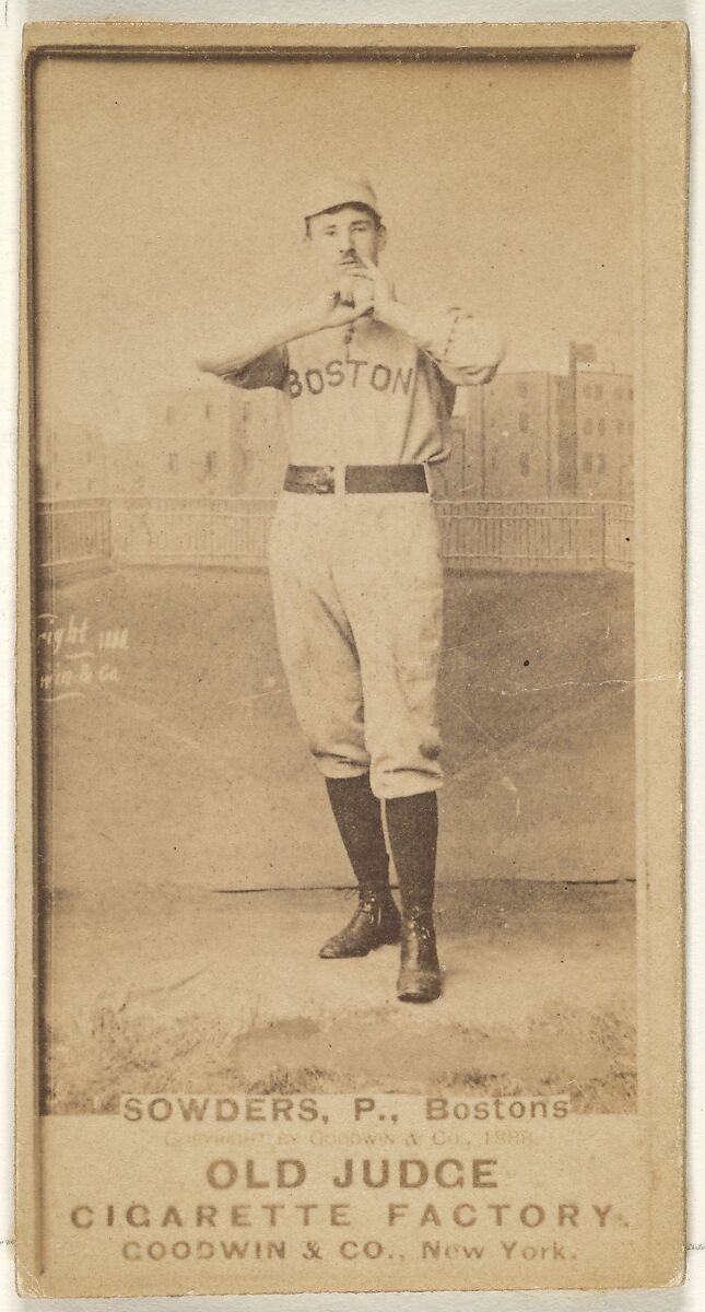 Sowders, Pitcher, Boston, from the Old Judge series (N172) for Old Judge Cigarettes, Issued by Goodwin &amp; Company, Albumen photograph 