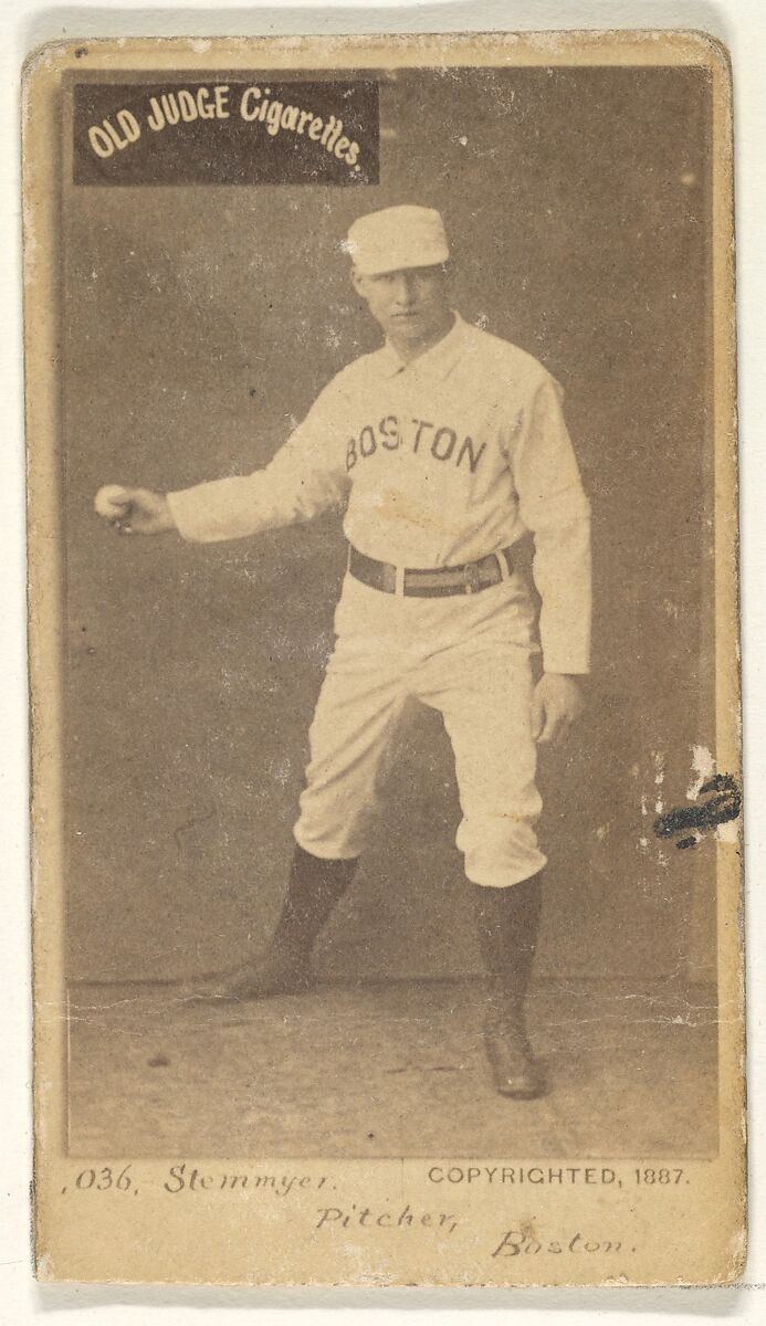 Stemmyer, Pitcher, Boston, from the Old Judge series (N172) for Old Judge Cigarettes, Issued by Goodwin &amp; Company, Albumen photograph 