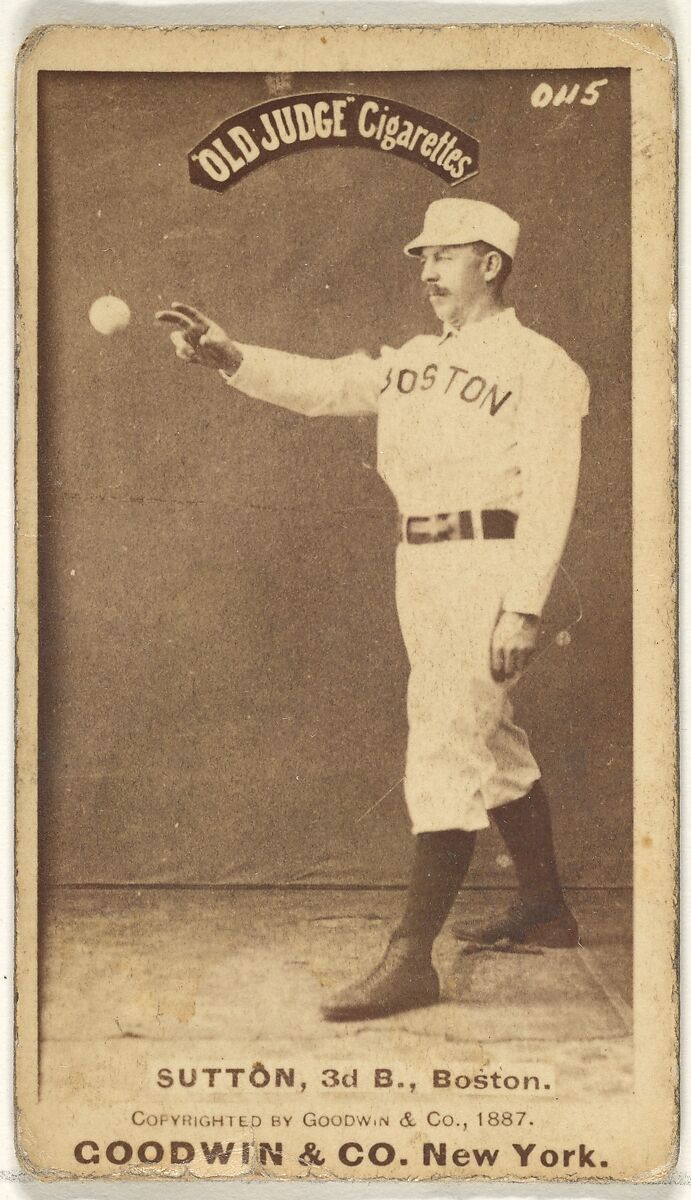 Sutton, 3rd Base, Boston, from the Old Judge series (N172) for Old Judge Cigarettes, Issued by Goodwin &amp; Company, Albumen photograph 