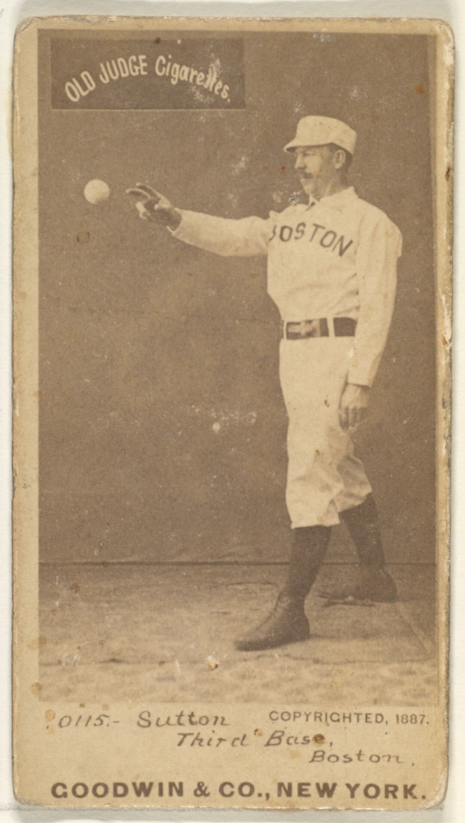 Sutton, 3rd Base, Boston, from the Old Judge series (N172) for Old Judge Cigarettes, Issued by Goodwin &amp; Company, Albumen photograph 