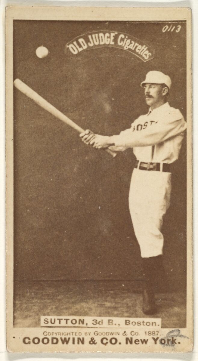 Sutton, 3rd Base, Boston, from the Old Judge series (N172) for Old Judge Cigarettes, Issued by Goodwin &amp; Company, Albumen photograph 