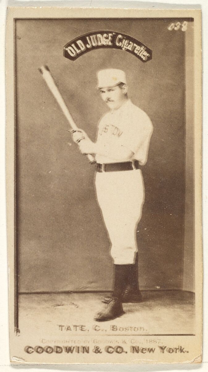 Tate, Catcher, Boston, from the Old Judge series (N172) for Old Judge Cigarettes, Issued by Goodwin &amp; Company, Albumen photograph 